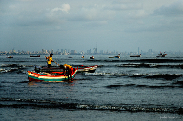A day's end for fishermen at Versova in Mumbai, India