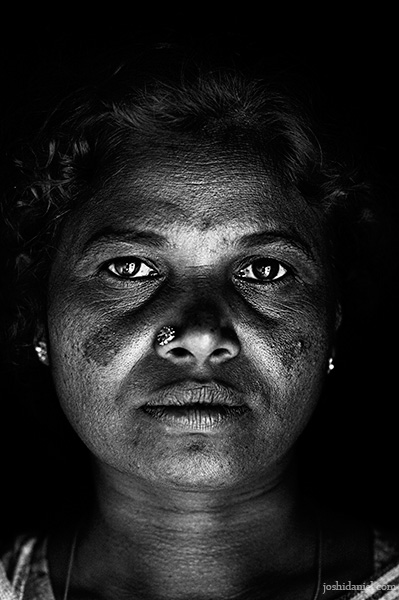 Black and white portrait of an Irula tribe woman of Attappadi in Palakkad district of Kerala