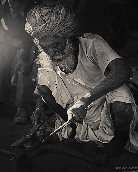 A Rajasthani blacksmith at work in Jaisalmer